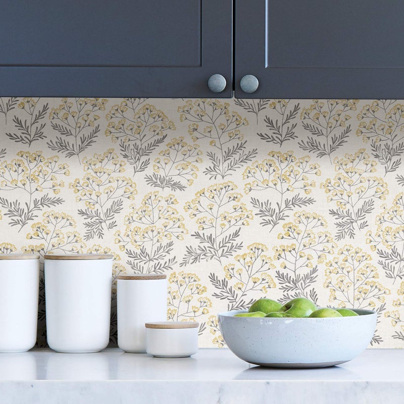 NuWallpaper NUS3546 Wethersfield Peel & Stick Wallpaper, Yellow - Image 3